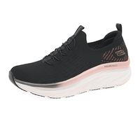 Skechers Damen D'lux Walker Let It Glow Fabric, Black Knit Rose Gold Trim, 37.5 EU