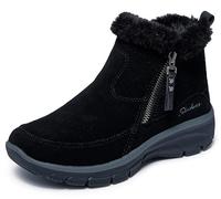 Skechers Damen sportliche Stiefeletten COOL Zip! Schwarz Rauleder, Größe:35½, Farbauswahl:schwarz