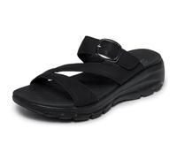 Skechers Damen Easy Going-Slide Sandale, Schwarz/Schwarz, 38 EU