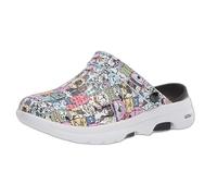 Skechers Damen Go Walk 5 Doggie Crowd Print Clog Holzschuh, Schwarz/Mehrfarbig, 38 EU