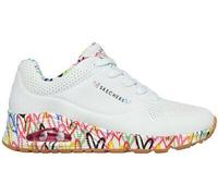 Skechers Damen UNO-Loving Love Sneakers, White Durabuck/Rose Gold Print Trim, 40 EU
