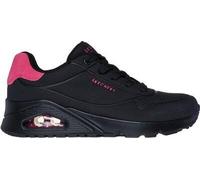 Skechers Damen-Sneaker UNO Pop Back Schwarz/Pink Durabuck Wildlederbesatz Größe 41