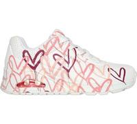 Skechers Damen-Sneaker UNO X Jmes Goldcrown – Wedgesneaker, Weiß/Hot Coral, Gr. 36
