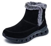 Skechers Damen Glide-Step Pro Boot Cozy Wish, Black Suede Faux Fur, 40 EU