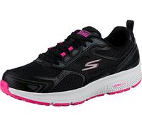 Skechers Damen Go Run Consistent Sneaker, Black Leather Pink Trim, 41 EU