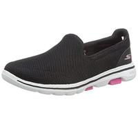 Skechers Damen Go Walk 5 Sneaker, Black Textile Hot Pink Trim, 35.5 EU
