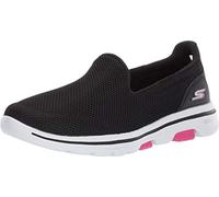 Skechers Damen Go Walk 5 Sneaker, Black Textile Hot Pink Trim, 39.5 EU