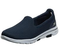 Skechers Damen Go Walk 5 Sneaker, Navy Textile White Trim, 43 EU Weit