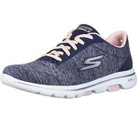 Skechers Damen GO Walk 5-True Sneaker, Navy/Pink, 39 EU