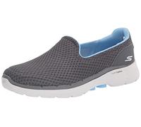 Skechers Damen Go Walk 6 Big Splash Sneaker, Grey Textile Blue Trim, 41 EU