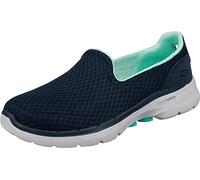 Skechers Damen Go Walk 6 Big Splash Sneaker, Navy Textile Turquoise Trim, 41 EU