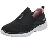 Skechers Damen Go Walk 6 Glimmering Sneaker, Black Textile Pink Trim, 38.5 EU
