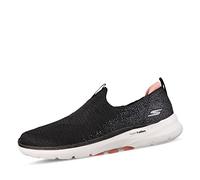 Skechers Damen Go Walk 6 Glimmering Sneaker, Black Textile Pink Trim, 41 EU