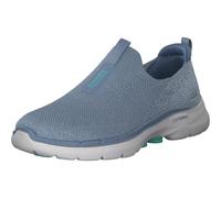 Skechers Damen Go Walk 6 Glimmering Sneaker, Blue Textile Turquoise Trim, 38 EU