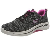 Skechers Damen Go Walk Arch Fit Glee Sneaker, Black Textile Hot Pink Trim, 36.5 EU
