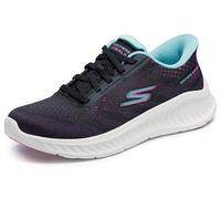 Skechers Damen Go Walk Now Khloe Sneaker, Black Textile/Purple Trim, 36 EU