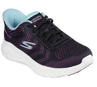 Skechers Damen Go Walk Now Khloe Sneaker, Black Textile/Purple Trim, 39 EU