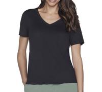Skechers Damen Godri Serene V-Ausschnitt Top T-Shirt, Bold Black, XS