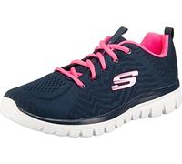 Skechers Damen Graceful-get Connected-12615 Sneakers, Navy Mesh Hot Pink Trim, 36.5 EU