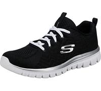 Skechers Damen Graceful Get Connected Sneakers, Black Mesh White Trim, 40 EU