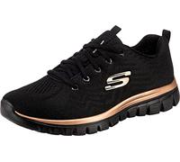 Skechers Damen Graceful Get Connected Trainers, Black Mesh/Rose Gold Trim, 39 EU