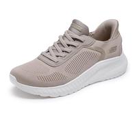 Skechers Damen Sneaker Bobs Squad Chaos – Hands-Free Slip-ins – Taupe Textil – Größe 42