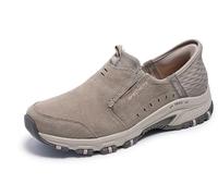 Skechers Slip-On Schuhe Hillcrest Sunapee Taupe Wildleder Lycra Hellrosa Besatz Damen 36