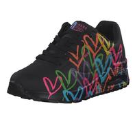 SKECHERS Uno Hoghlight Love Sneaker - Damen - Black And Multi Heart Print Duraleather in Größe 39