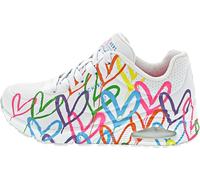 Sneaker SKECHERS "UNO - HIGHLIGHT LOVE" 37, bunt Damen Schuhe Schnürhalbschuh mit farbenfrohen Herzchen-Print 37 weiß, multi