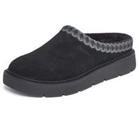 Hausschuh SKECHERS "KEEPSAKES COZY-COZY CASCADE", Damen, Gr. 37, Warmfutter, schwarz, Veloursleder, Schuhe Hausschuh, Homeslipper, Pantoffel mit Memory Foam-Innensohle (38488927-37) schwarz
