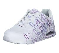 Wedgesneaker SKECHERS "UNO-SPREAD THE LOVE" Gr. 37, lila (weiß, lila) Damen Schuhe Sneaker mit auffälligem Graffiti-Print, Freizeitschuh, Halbschuh, Schnürschuh Bestseller (45381813-37)