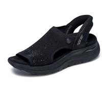 Skechers Damen Martha Stewart's Arch Fit 2.0-Star Dust Sportsandale, Schwarz/Schwarz, 36 EU