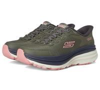 Skechers Damen Max Cushioning Zirrus Slip-InTurnschuhe, Olive Textile/Synthetic Pink Trim, 36.5 EU
