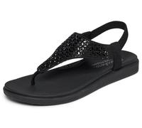 Skechers Damen Meditation Luxe-Hooded Geo Embellished Flat Sandal, Black, 8 UK