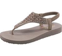 Sandale SKECHERS "MEDITATION SWEET ROCK" Gr. 38, grau (taupe) Damen Schuhe Flats mit Gummizug zum Schlupfen (13731249-38)