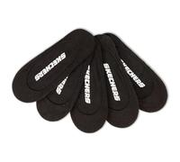 Skechers Damen Non Terry Solid Liner Socks 5er-Pack Größe M - Weiche, Gepolsterte Innen-Socken, Verstärkte Zehen und Ferse, Schwarzes Design, Rutschfester Sitz