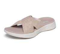 Skechers Damen Schiebe-Sandalen On-The-go 600-Glistening Rose Gold Weit 42 EU