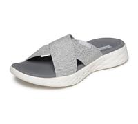 Skechers Damen ON-The-GO 600 Glistening Sandale, Silver Textile, 39 EU