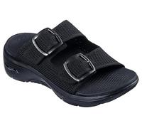 Keilpantolette SKECHERS "GO WALK ARCH FIT 2.0 SANDAL-DESTINED", Damen, Gr. 36, schwarz, Textil, unifarben, casual, Schuhe, Sandale, Pool Slides, Sommerschuh mit Goga Mat Fußbett (95147805-36) schwarz