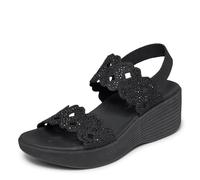 Skechers Damen Parallel Lite-Sassy DayZ 2.0 Keilsandalen, Schwarz/Schwarz, 8