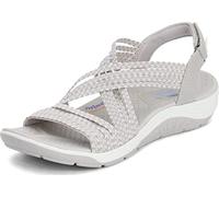 Skechers Damen Reggae Cup-oh, Snap Sandalen, Beige (Natural & Taupe Gore Nat), 38 EU