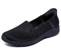 Slip-On Sneaker SKECHERS "REGGAE FEST 2.0-GUIDING LIGHT" Gr. 36, schwarz (schwarz, uni) Damen Schuhe Sneaker mit gepolstertem Schaftrand (73869516-36)