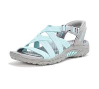 Skechers Damen Reggae-Morning Light Schiebe-Sandalen, Grau/Aqua, 37 EU
