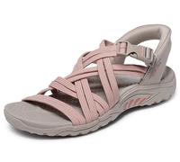 Skechers Damen Reggae-Morning Light Slide Sandale, Taupe/Koralle, 36 EU