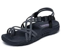 Skechers Damen Reggae-Perfect Duo Sportsandale, schwarz/grau, 39 EU