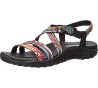 Skechers Reggae Sew Me Boho Woven Strappy Slingback-Damensandalen, Schwarz Multi, 38.5 EU