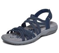 Skechers Damen Reggae Slim Summer Getaway Flache Sandale, Marineblau, 42 EU