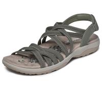 Skechers Damen Reggae Slim Summer Getaway Flat Sandal, Olive, 42 EU