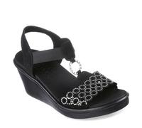 Skechers Keilsandale Rumble On Queen B2 Damen Vegan Schwarz/Silber Größe 40