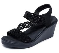 Skechers Damen Rumble on-Sassier DayZ Keilsandale, Schwarz/Schwarz, 39 EU